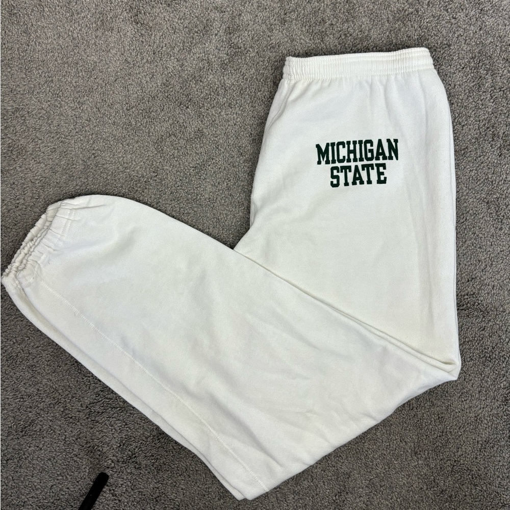 Vintage white 90s michigan state spellout sweatpants